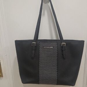 Michael Kors Black and Silver Polka Dot Tote Gently Used Great Condition See Pic